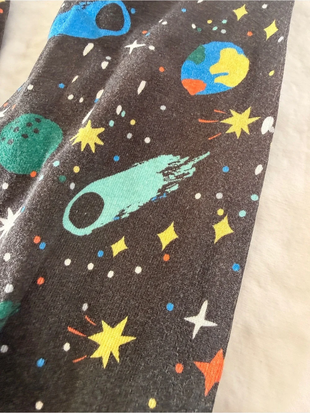 Hanna Andersson Black Space Rocket Pajama Set with Multicolor Planets